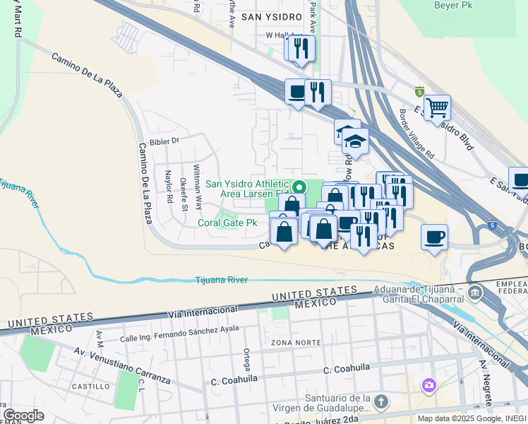 map of restaurants, bars, coffee shops, grocery stores, and more near 3890 Sipes Lane in San Diego