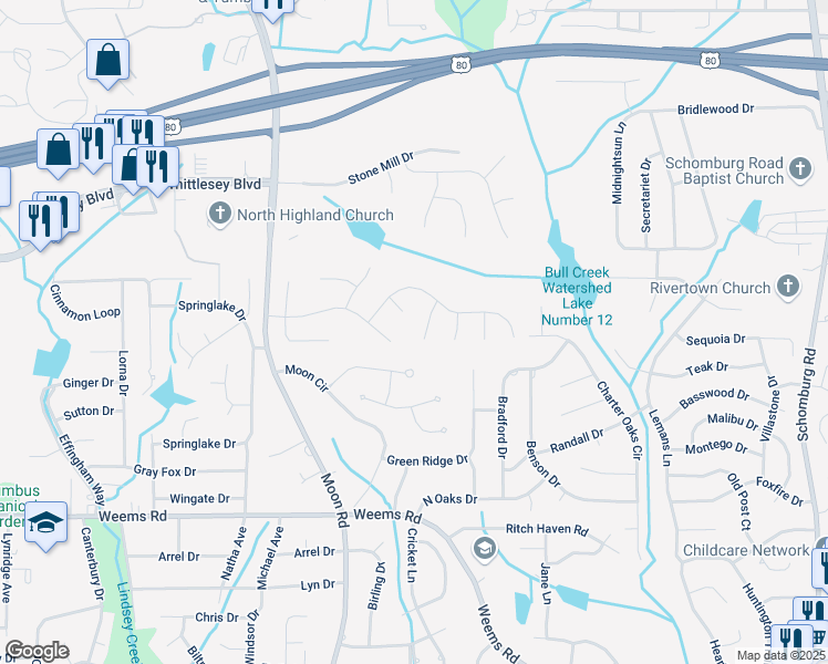 map of restaurants, bars, coffee shops, grocery stores, and more near 9 Labrador Court in Columbus