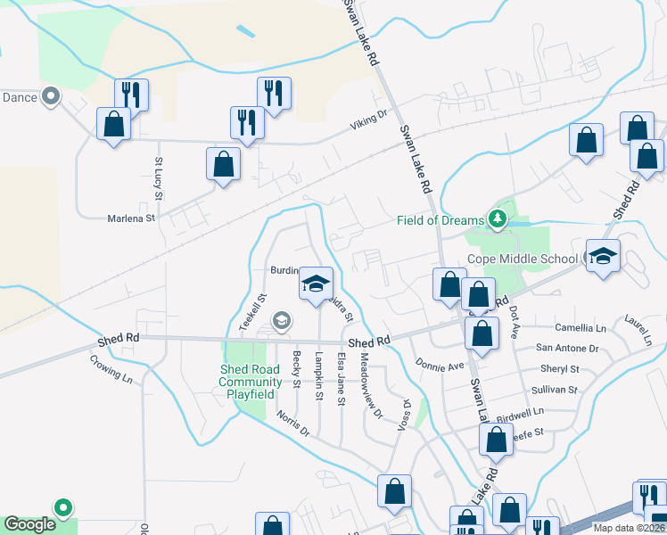 map of restaurants, bars, coffee shops, grocery stores, and more near 1426 Lampkin Street in Bossier City
