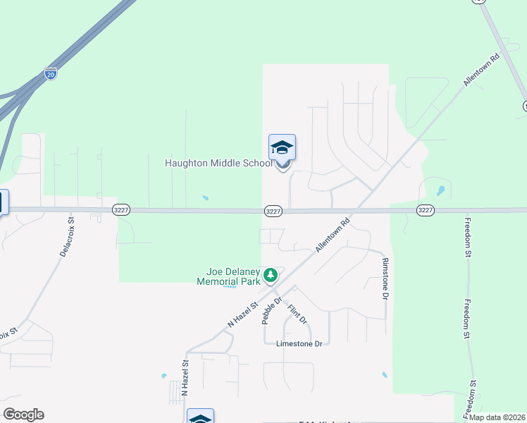 map of restaurants, bars, coffee shops, grocery stores, and more near 533 Louisiana 3227 in Haughton