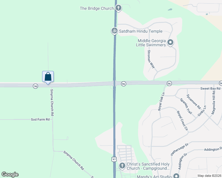 map of restaurants, bars, coffee shops, grocery stores, and more near 14916 State Route 96 in Fort Valley