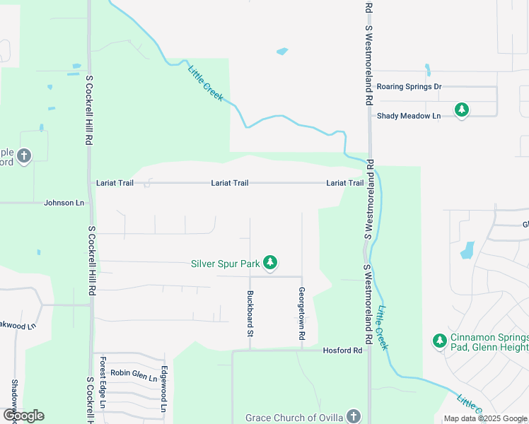 map of restaurants, bars, coffee shops, grocery stores, and more near 712 Buckboard Street in Red Oak