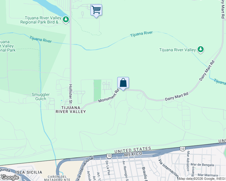 map of restaurants, bars, coffee shops, grocery stores, and more near 2550 Monument Road in San Diego