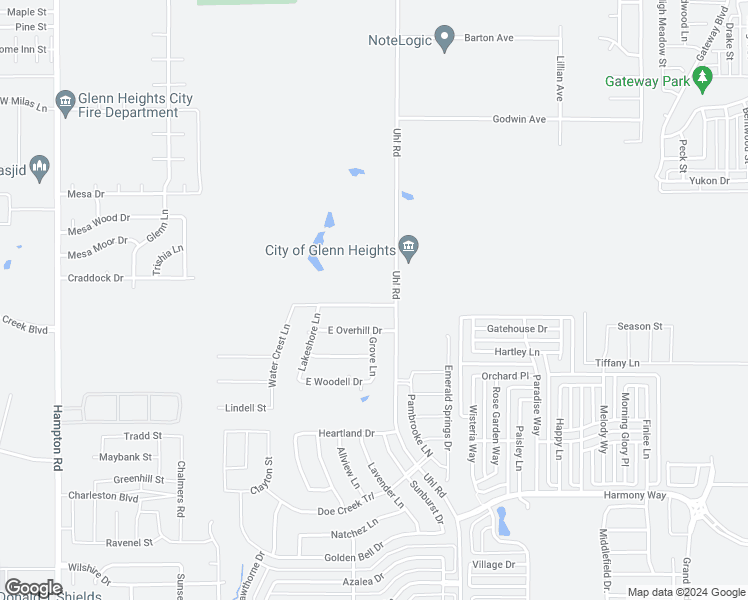 map of restaurants, bars, coffee shops, grocery stores, and more near 623 Green Mound Drive in Glenn Heights
