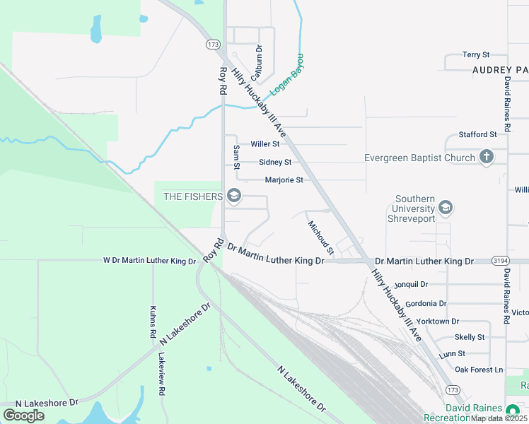 map of restaurants, bars, coffee shops, grocery stores, and more near 1981 Downing Street in Shreveport