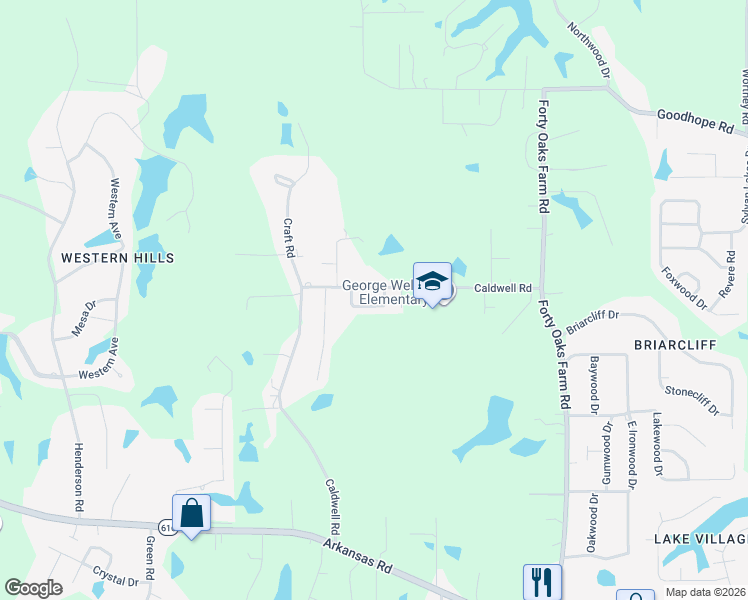 map of restaurants, bars, coffee shops, grocery stores, and more near 114 Sonoma Circle in West Monroe