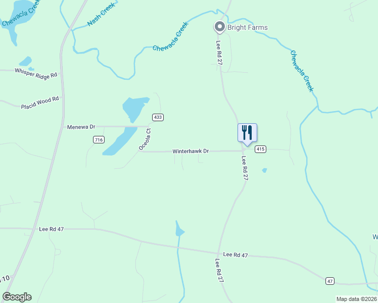 map of restaurants, bars, coffee shops, grocery stores, and more near 809 Lee Road in Auburn