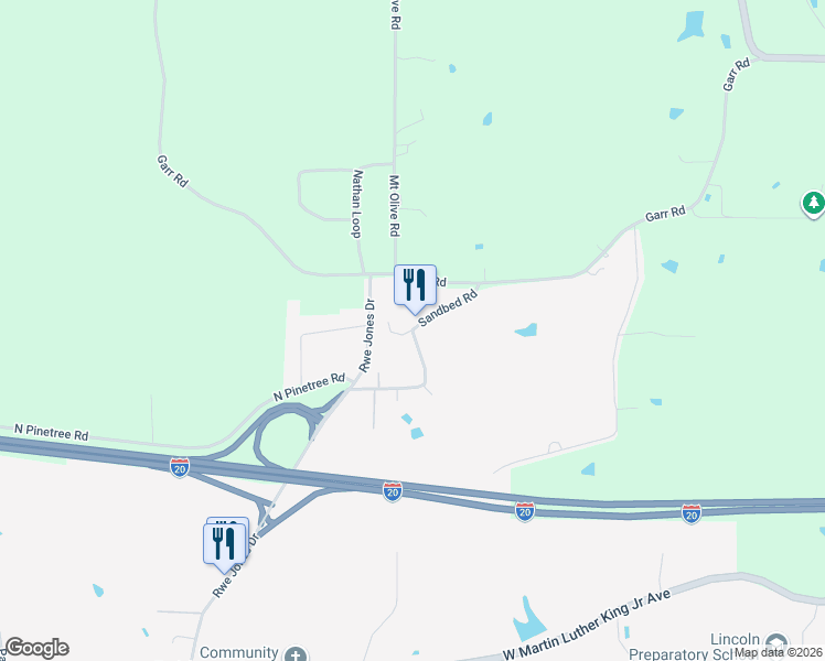 map of restaurants, bars, coffee shops, grocery stores, and more near 252 Sandbed Road in Ruston