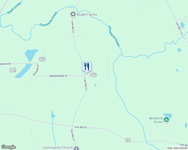 map of restaurants, bars, coffee shops, grocery stores, and more near 616 Lee Road in Opelika