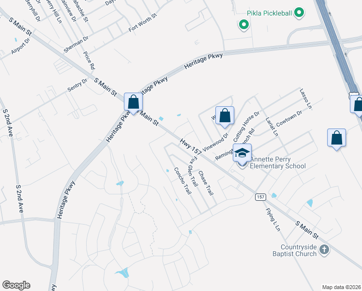 map of restaurants, bars, coffee shops, grocery stores, and more near 1201 South Main Street in Mansfield