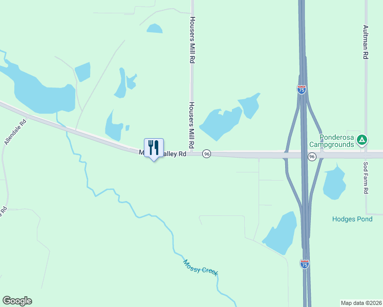 map of restaurants, bars, coffee shops, grocery stores, and more near 100 Housers Mill Road in Fort Valley