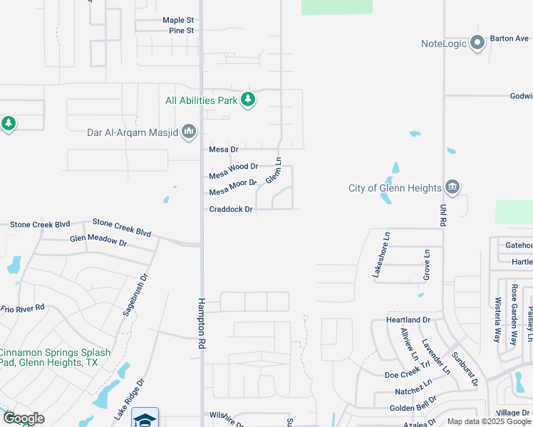 map of restaurants, bars, coffee shops, grocery stores, and more near 308 Craddock Drive in Glenn Heights