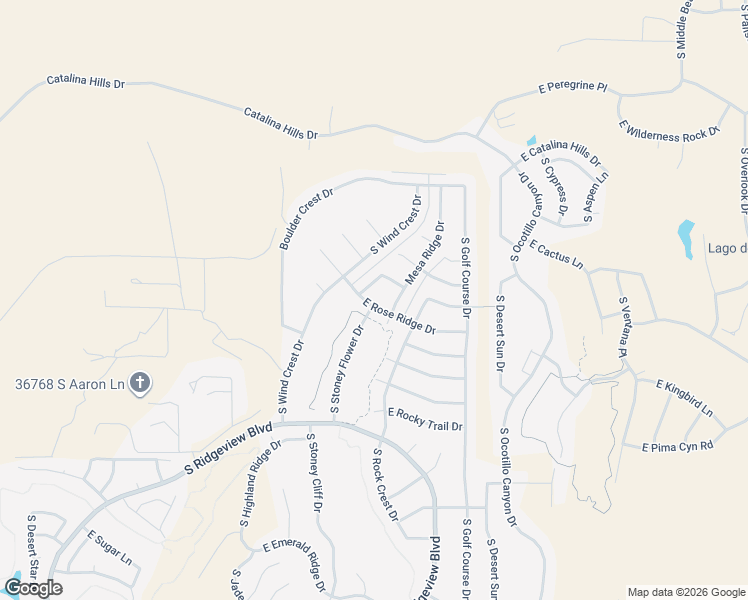 map of restaurants, bars, coffee shops, grocery stores, and more near 36197 Canyon Brook Drive in Tucson