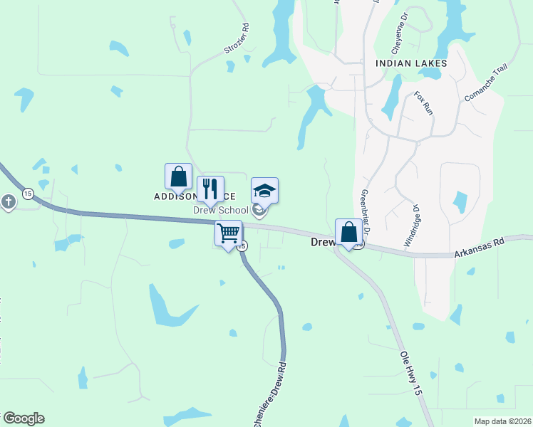 map of restaurants, bars, coffee shops, grocery stores, and more near 1132 Ole Highway 15 in West Monroe