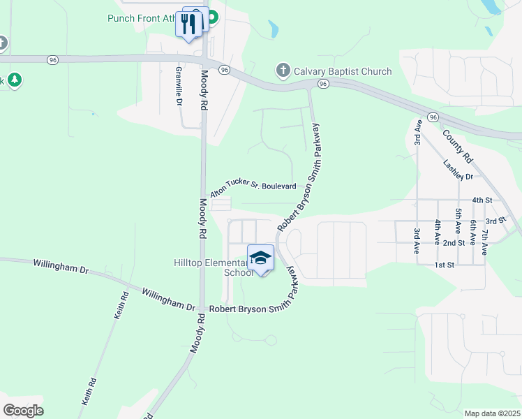 map of restaurants, bars, coffee shops, grocery stores, and more near 204 Ike Court in Warner Robins