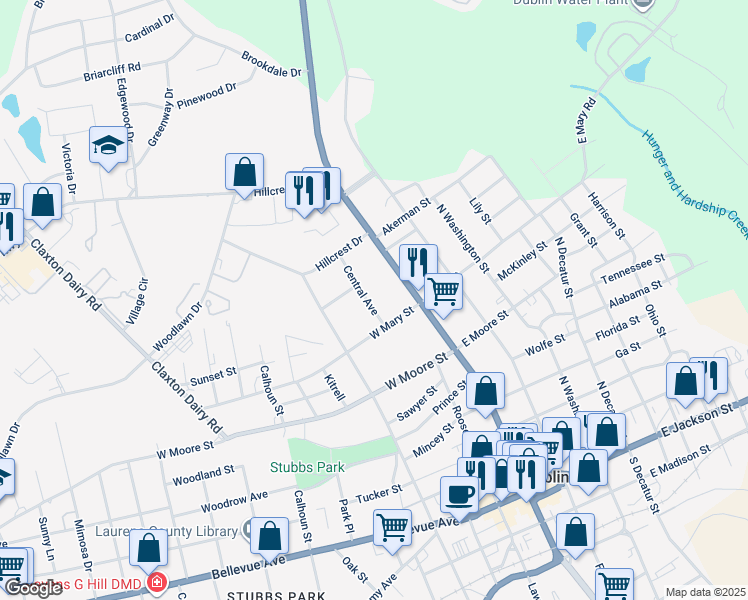 map of restaurants, bars, coffee shops, grocery stores, and more near 809 Central Avenue in Dublin