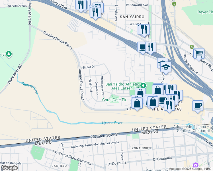 map of restaurants, bars, coffee shops, grocery stores, and more near 3724 Fix Court in San Diego