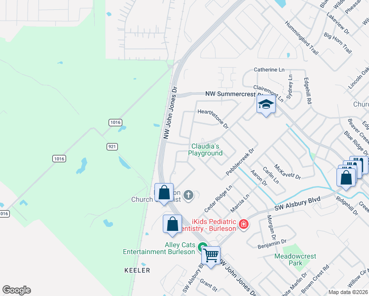 map of restaurants, bars, coffee shops, grocery stores, and more near 1236 Sweetwater Drive in Burleson