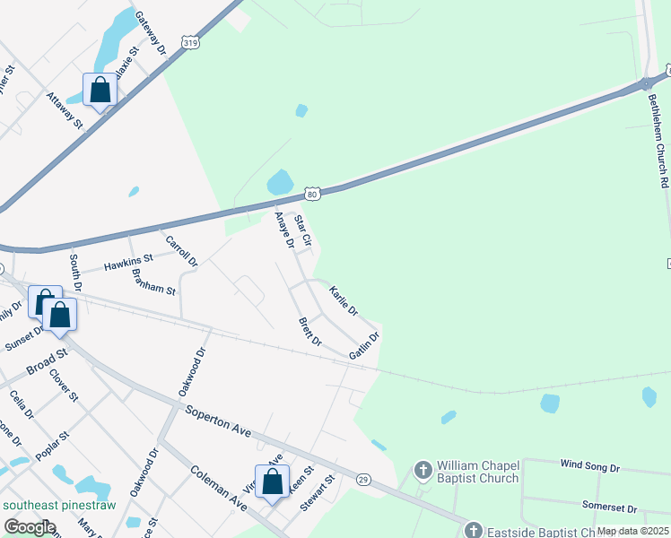 map of restaurants, bars, coffee shops, grocery stores, and more near 125 Brett Drive in East Dublin