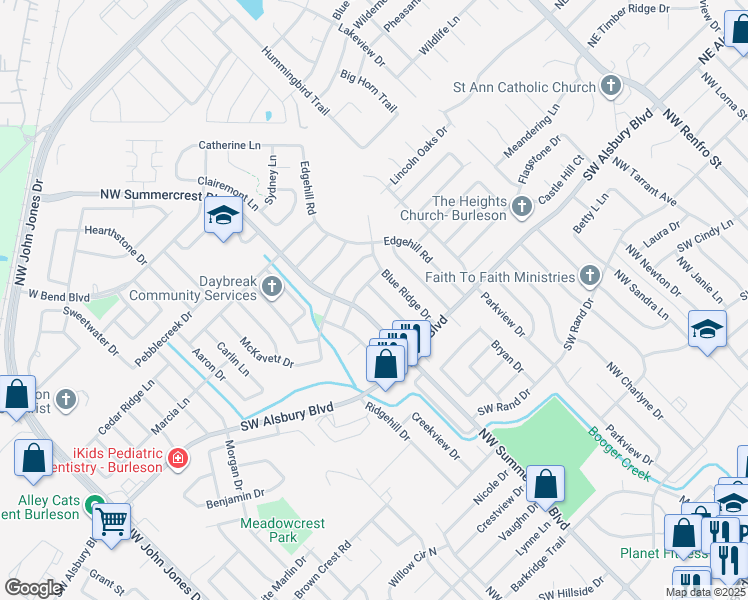map of restaurants, bars, coffee shops, grocery stores, and more near 841 Pine Mountain Drive in Burleson