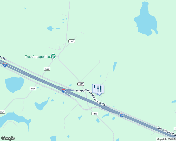 map of restaurants, bars, coffee shops, grocery stores, and more near County Road 1308 in Canton