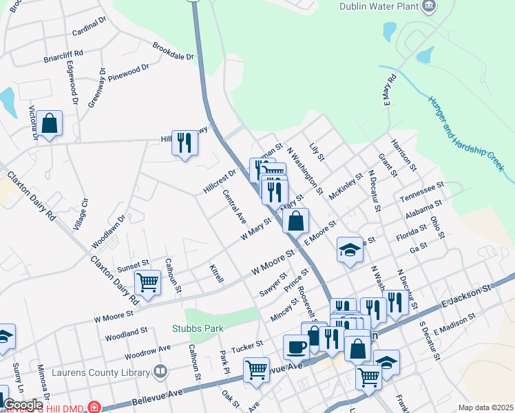 map of restaurants, bars, coffee shops, grocery stores, and more near 809 Central Avenue in Dublin