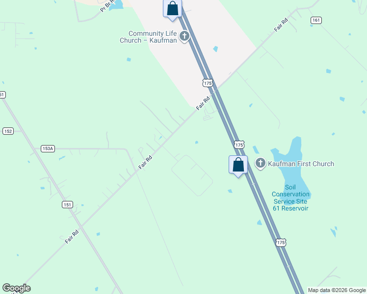 map of restaurants, bars, coffee shops, grocery stores, and more near 1337 Fair Haven Circle in Kaufman