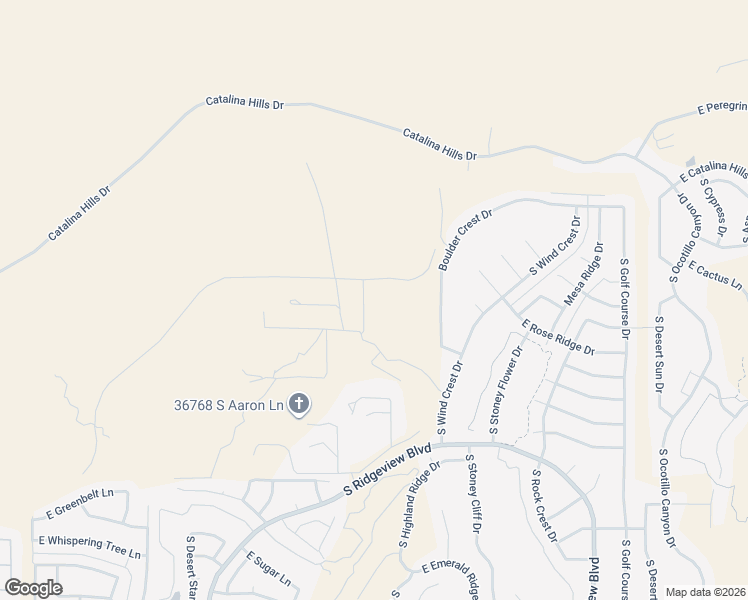 map of restaurants, bars, coffee shops, grocery stores, and more near 36235 South Aaron Lane in Tucson