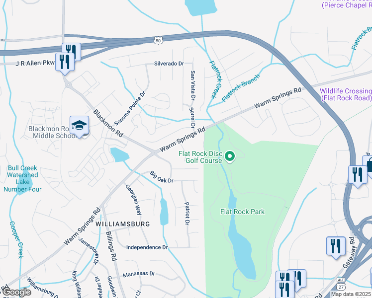 map of restaurants, bars, coffee shops, grocery stores, and more near 6000 Warm Springs Road in Columbus
