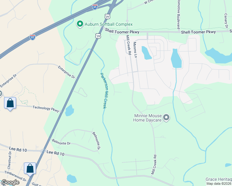 map of restaurants, bars, coffee shops, grocery stores, and more near Chewalca Park Road in Auburn