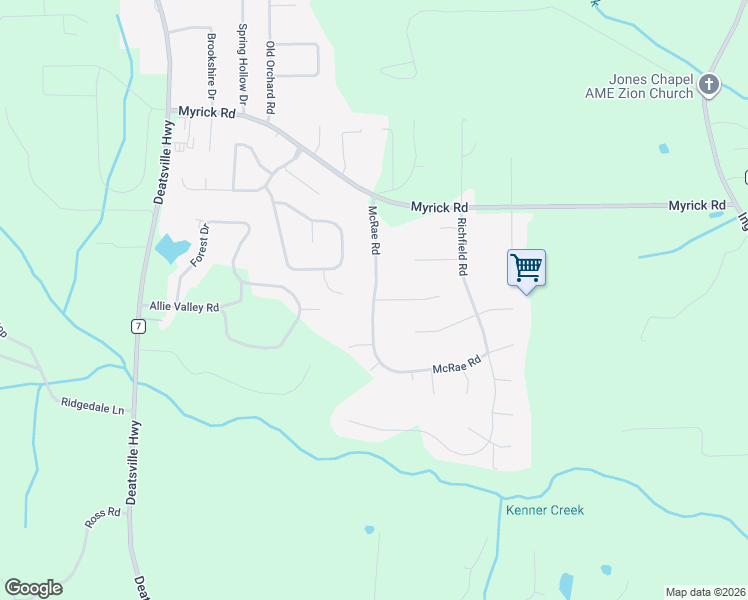 map of restaurants, bars, coffee shops, grocery stores, and more near 548 McRae Road in Deatsville