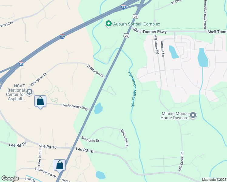 map of restaurants, bars, coffee shops, grocery stores, and more near 3297 South College Street in Auburn