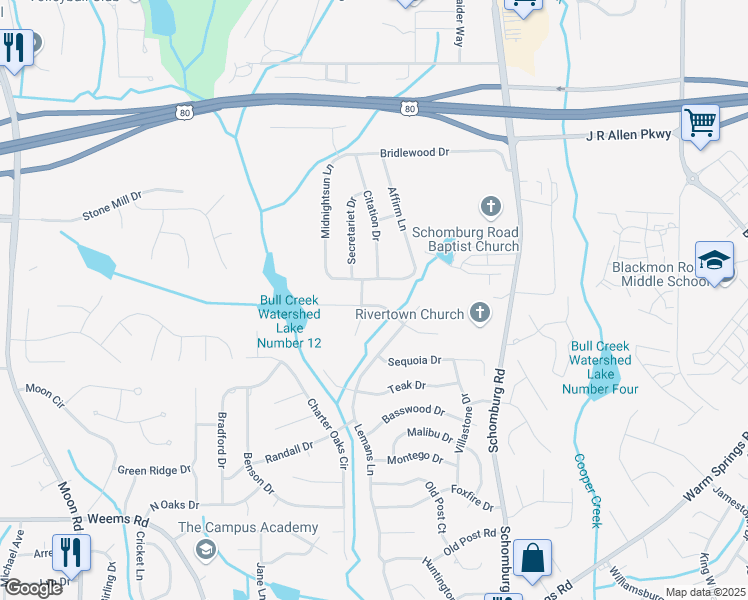 map of restaurants, bars, coffee shops, grocery stores, and more near 4571 Papaya Drive in Columbus