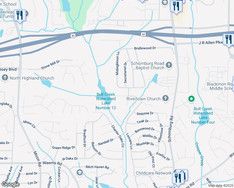 map of restaurants, bars, coffee shops, grocery stores, and more near 4539 Papaya Drive in Columbus