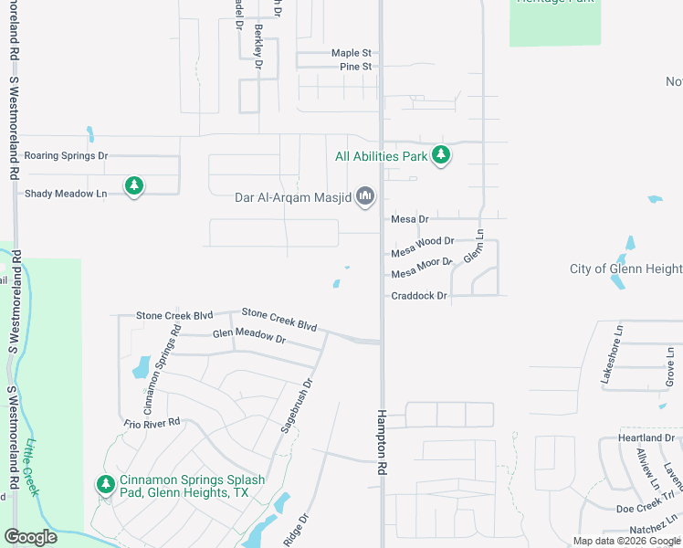 map of restaurants, bars, coffee shops, grocery stores, and more near 2125 South Hampton Road in Glenn Heights