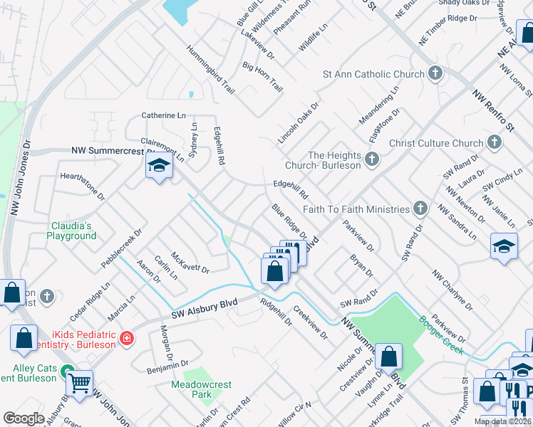 map of restaurants, bars, coffee shops, grocery stores, and more near 841 Pine Mountain Drive in Burleson