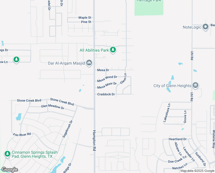 map of restaurants, bars, coffee shops, grocery stores, and more near 118 Mesa Moor Drive in Red Oak