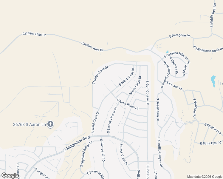 map of restaurants, bars, coffee shops, grocery stores, and more near 65280 East Rose Ridge Court in Tucson