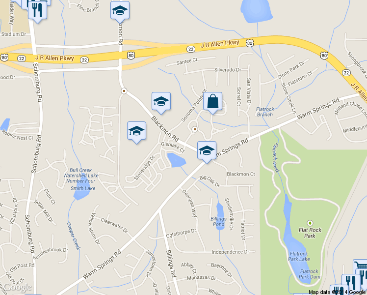 map of restaurants, bars, coffee shops, grocery stores, and more near 5837 Glenlake Court in Columbus