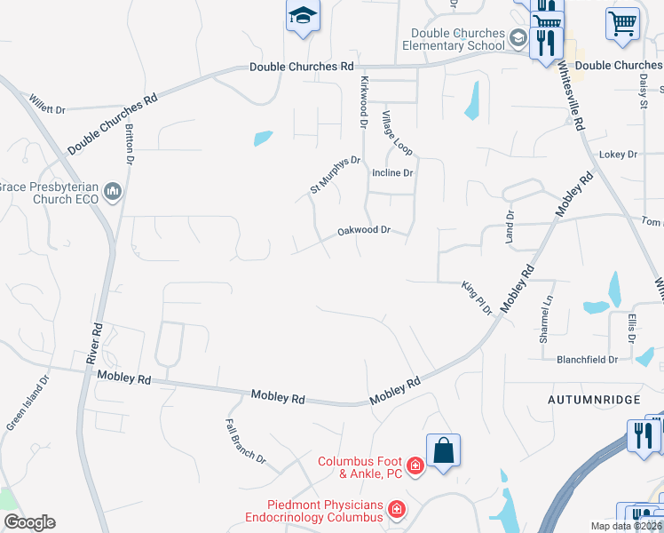 map of restaurants, bars, coffee shops, grocery stores, and more near 6975 Redwood Drive in Columbus