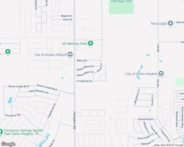 map of restaurants, bars, coffee shops, grocery stores, and more near 205 Mesa Moor Drive in Red Oak