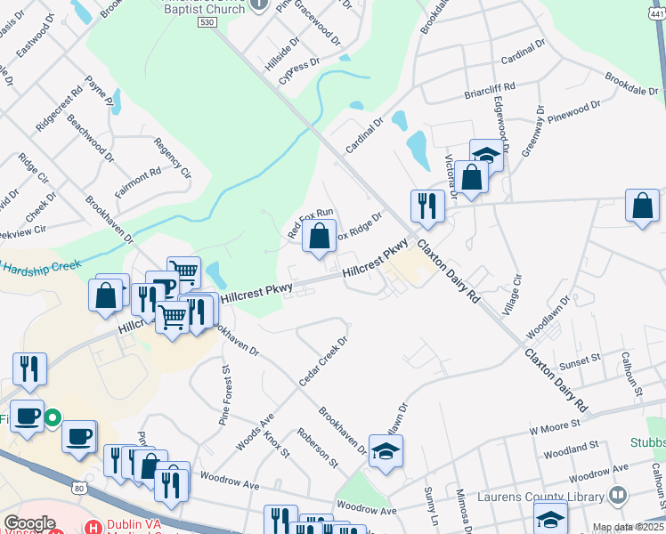 map of restaurants, bars, coffee shops, grocery stores, and more near 201 Fox Ridge Drive in Dublin