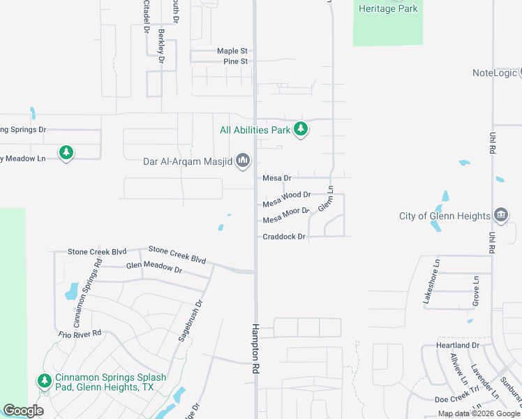 map of restaurants, bars, coffee shops, grocery stores, and more near 101 Mesa Wood Circle in Glenn Heights