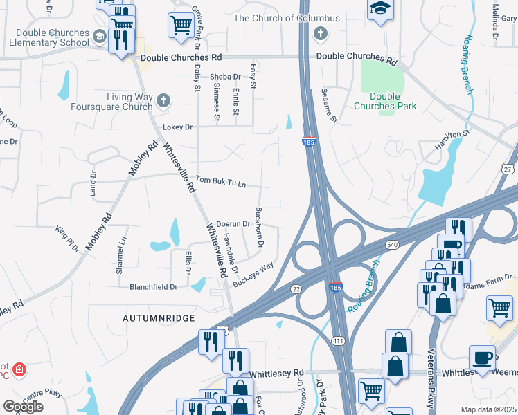 map of restaurants, bars, coffee shops, grocery stores, and more near 1713 Beaver Pond Drive in Columbus
