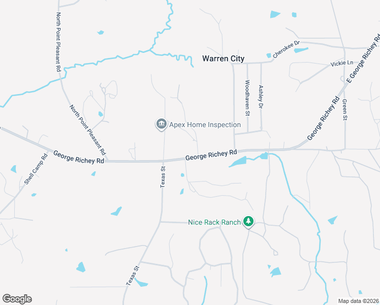 map of restaurants, bars, coffee shops, grocery stores, and more near 3008 George Richey Road in Gladewater