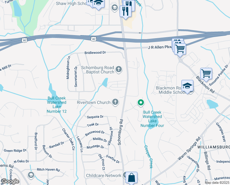 map of restaurants, bars, coffee shops, grocery stores, and more near 7029 Robin's Nest Drive in Columbus