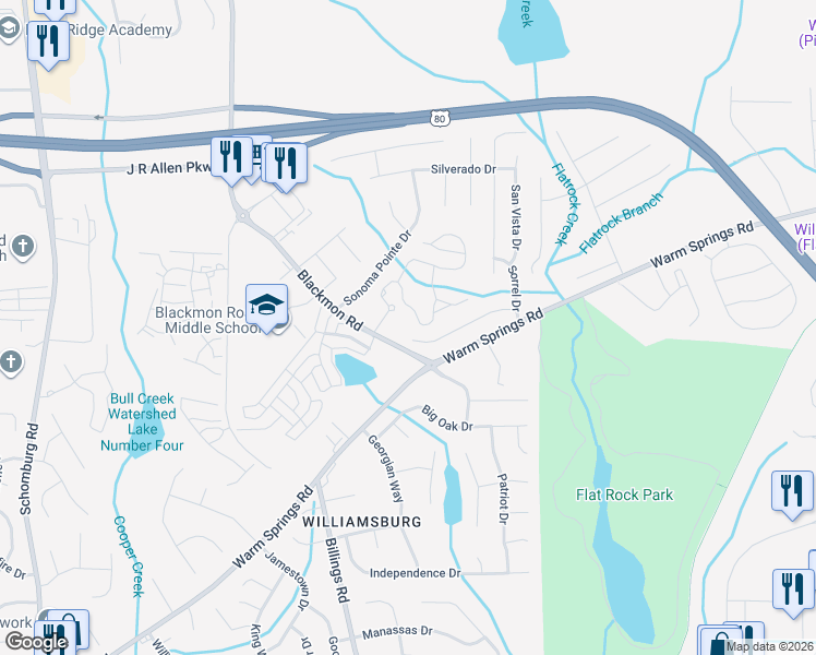 map of restaurants, bars, coffee shops, grocery stores, and more near 6037 Townes Way in Columbus