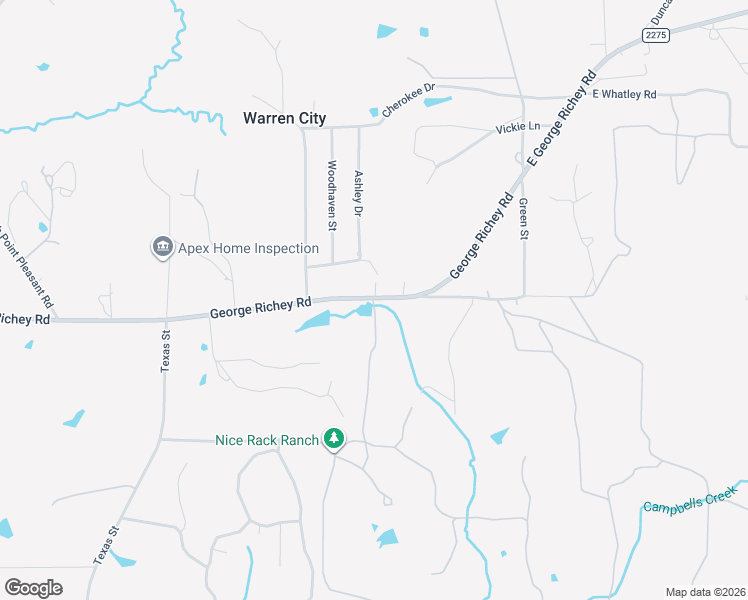 map of restaurants, bars, coffee shops, grocery stores, and more near 601 Hunt Drive in Longview