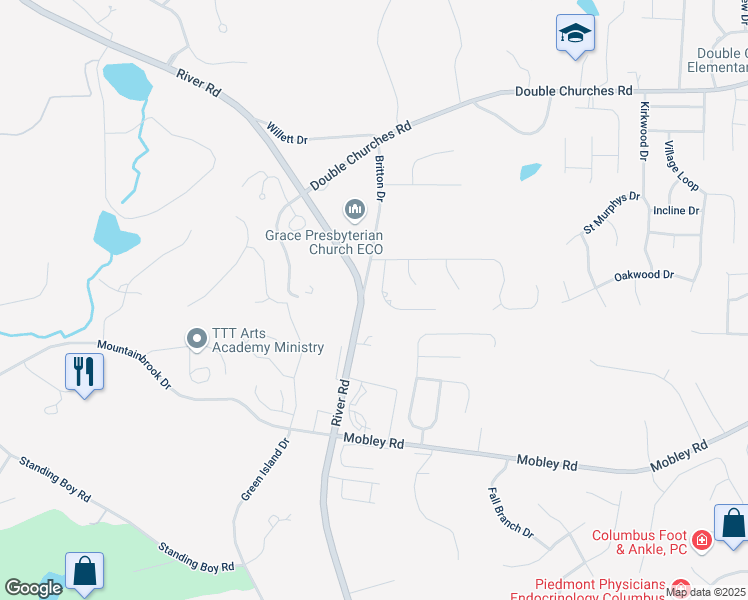 map of restaurants, bars, coffee shops, grocery stores, and more near 7081 Spring Walk Drive in Columbus