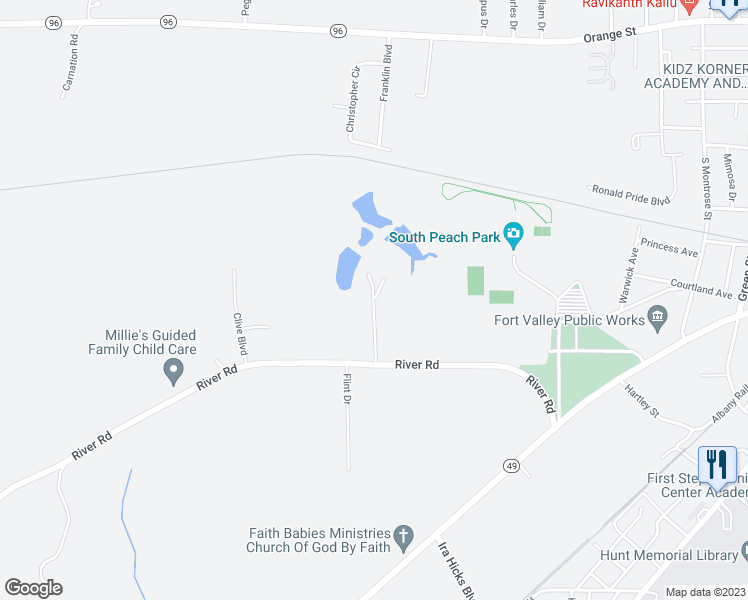 map of restaurants, bars, coffee shops, grocery stores, and more near in Fort Valley